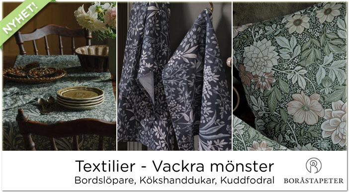 Boråstapeter Textil, kökshandukar, löpare, kuddfodral